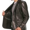 Men’s Smooth Black Leather Blazer2