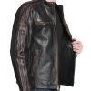 Men’s Striped Design Black Rivet Leather Cycle Jacket3