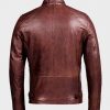 Men’s Zipper Pockets Shoulder Padded Café Racer Brown Jacket2