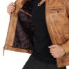 Michael Camel Brown Distressed Leather Jacket3