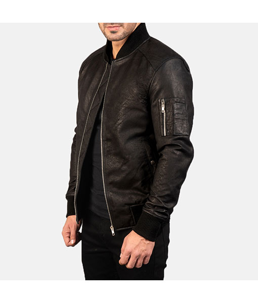 Leather Bomber Jacket For Mens