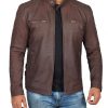Phillip Distressed Brown Retro Cafe Racer Leather Jacket2