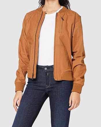 Tracie Womens Camel Brown Lightweight Bomber Jacket