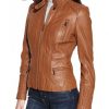 Women’s Brown Leather Motorcycle Jacket