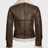 Distressed Brown Shearling Leather Jacket 2