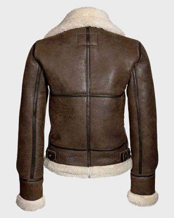 Distressed Brown Shearling Leather Jacket
