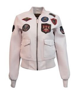 Light Pink Womens Top Gun Vegan Leather Jacket