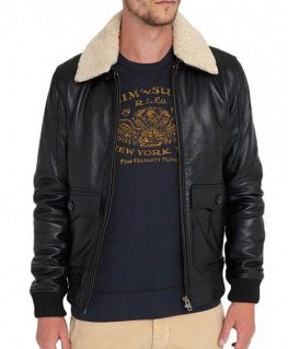 bomber with shearling collar