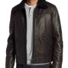 Men’s Brown Real Leather Jacket with Fur Collar2