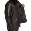 Men’s Brown Real Leather Jacket with Fur Collar3