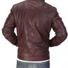 Men’s Casual Maroon Waxed Leather Jacket2
