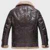 Mens Dark Brown Shearling Sheepskin Fur Leather Jacket3