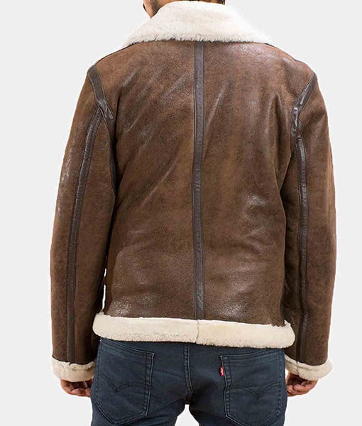 Men’s Forest Double Face Shearling Distressed Leather Jacket