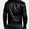 Men’s Furton Black Leather Fur Collar Biker Jacket3