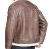 Men’s High Neck Buckle Collar Shearling Brown Rugged Leather Jacket3