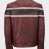Mens Red Waxed Retro Stripe Vintage Leather Jacket2
