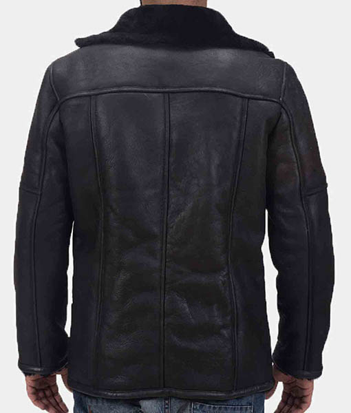 Men’s Shearling Double Face Black Leather Jacket