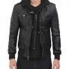 Terrence Black Hooded Leather Jacket4