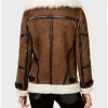 Womens Brown Faux Fur Asymmetrical Leather Jacket2
