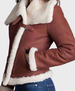 Womens Brown Sheepskin Shearling Jacket