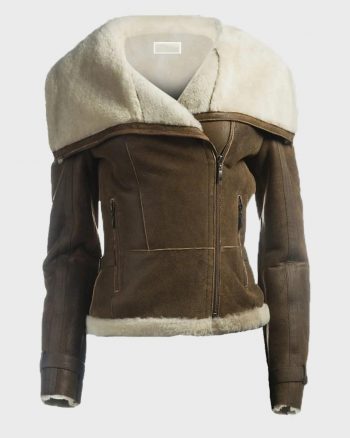 Womens Shearling Brown Leather Jacket