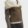 Womens Shearling Brown Leather Jacket2
