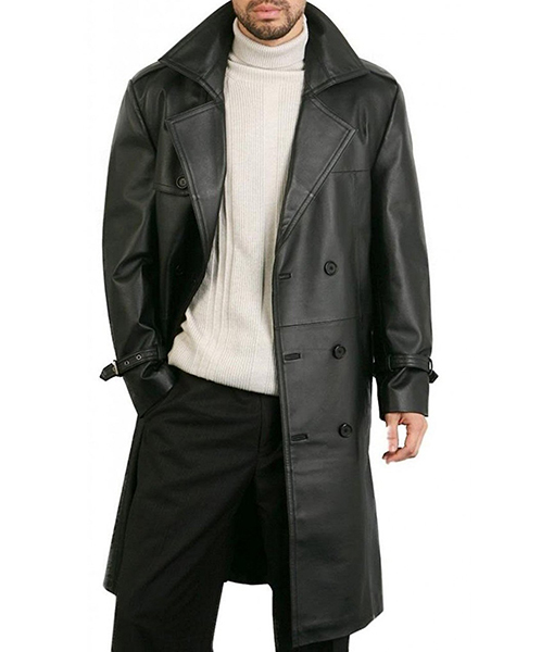 Charley Men's Black Leather Trench Coat - USJackets
