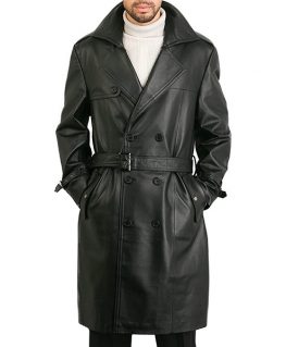 Charley Mens Leather Trench Coat