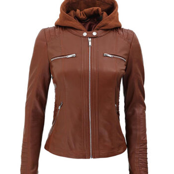 Women's Brown Cafe Racer Leather Jacket