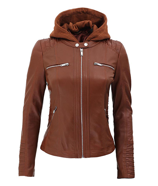 Women's Brown Cafe Racer Leather Jacket