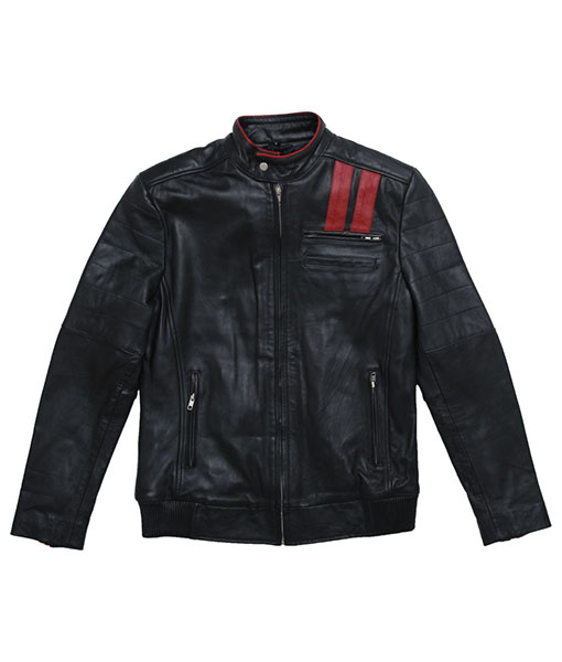 Men's Black Leather Racer Jacket