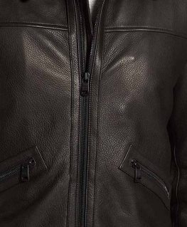 Mens Black Leather Shearling Jacket