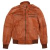 Men’s Brown Leather Bomber Jacket