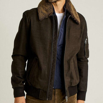 Men's Leather Bomber Fur Collar Jacket