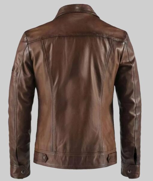 Men's Classic Vintage Brown Leather Jacket-2