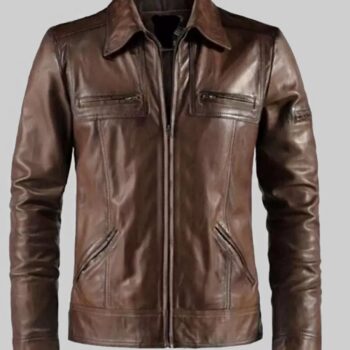 Men's Classic Vintage Brown Leather Jacket-1