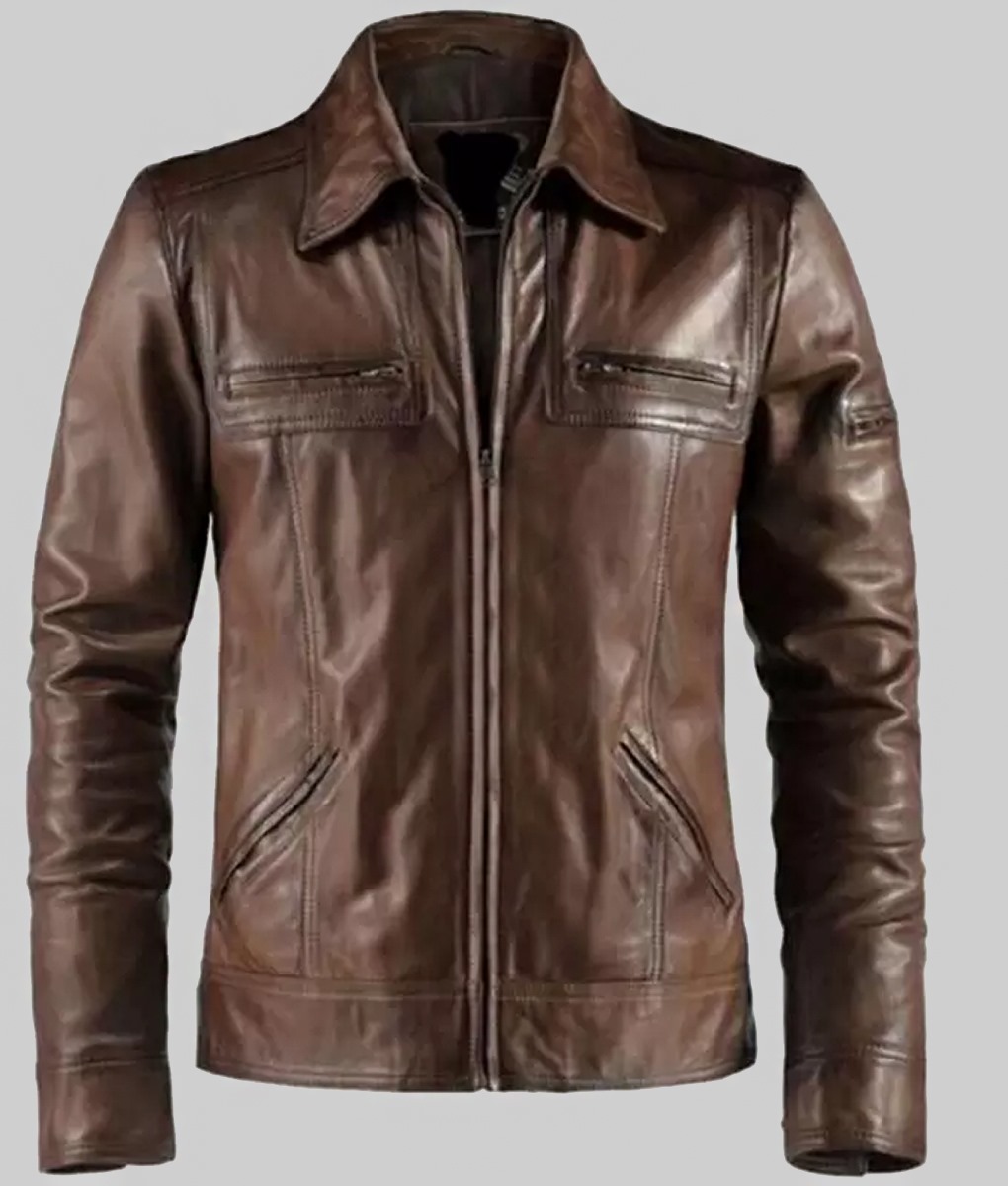 Men’s Vintage Brown Leather Jacket (2)