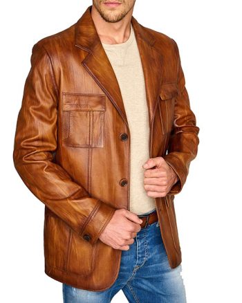 Men's Vintage Leather Blazer