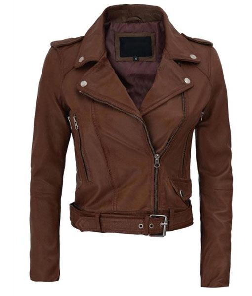 Women's Asymmetrical Cropped Leather Jacket