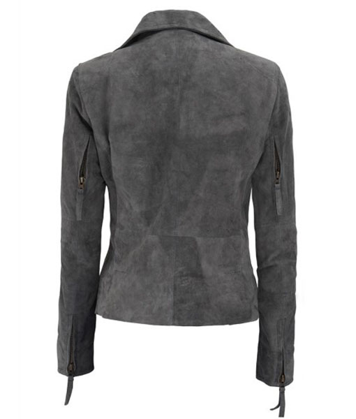 Women's Suede Leather Asymmetrical Biker Jacket