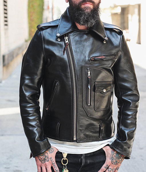 D-Pocket Asymmetrical Leather Jacket