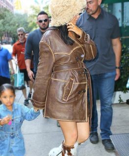 Kylie Jenner Distressed Leather Coat