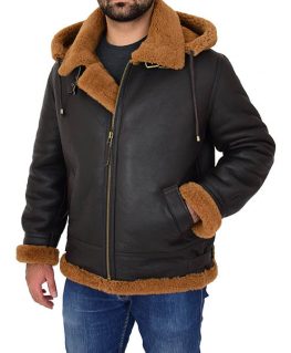 Men's B3 Shearling Bomber Jacket With Hoodie
