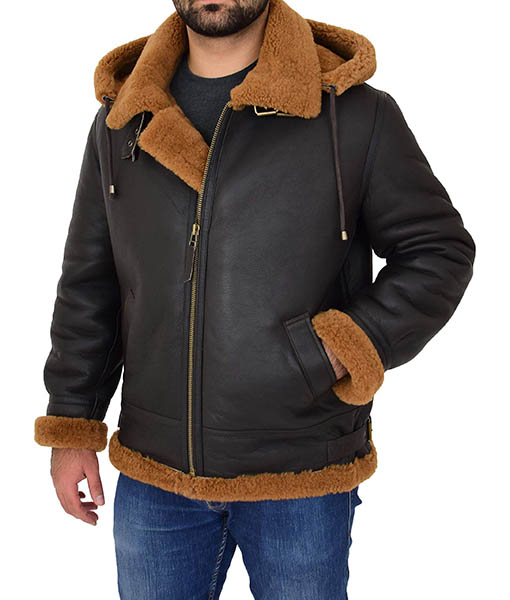 Men's B3 Shearling Bomber Jacket With Hoodie