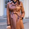Irina Shayk Leather Trench Coat