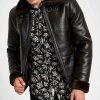 Men’s Black Leather Aviator Jacket