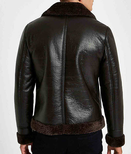 Men’s Black Leather Aviator Jacket