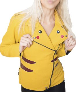Pikachu Pokemon Yellow Leather Jacket