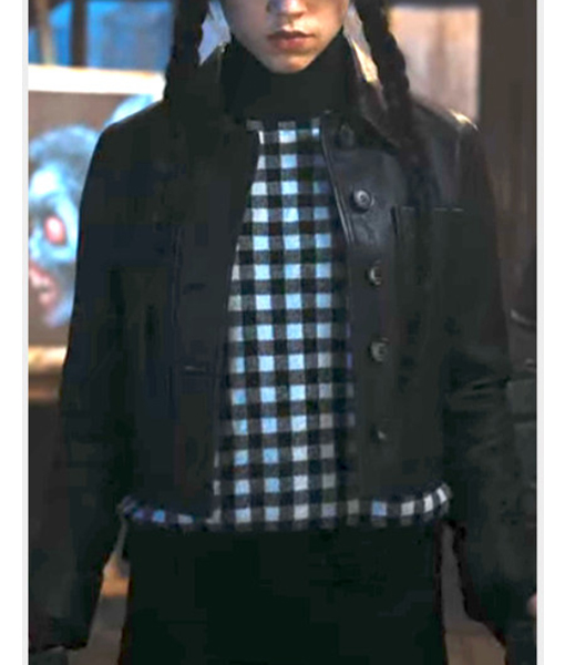 Angela Womens Black Leather Cropped Jacket
