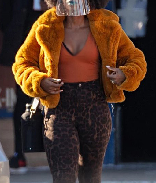 Anna Womens Orange Fur Jacket